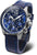 Orologio da uomo con cinturino in pelle blu e quadrante blu, cronografo secondario