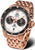 Orologio da uomo cronografo con bracciale in acciaio inossidabile color oro rosa e quadrante nero