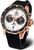 Orologio da uomo: cinturino in silicone nero, lunetta in oro rosa, quadrante cronografo
