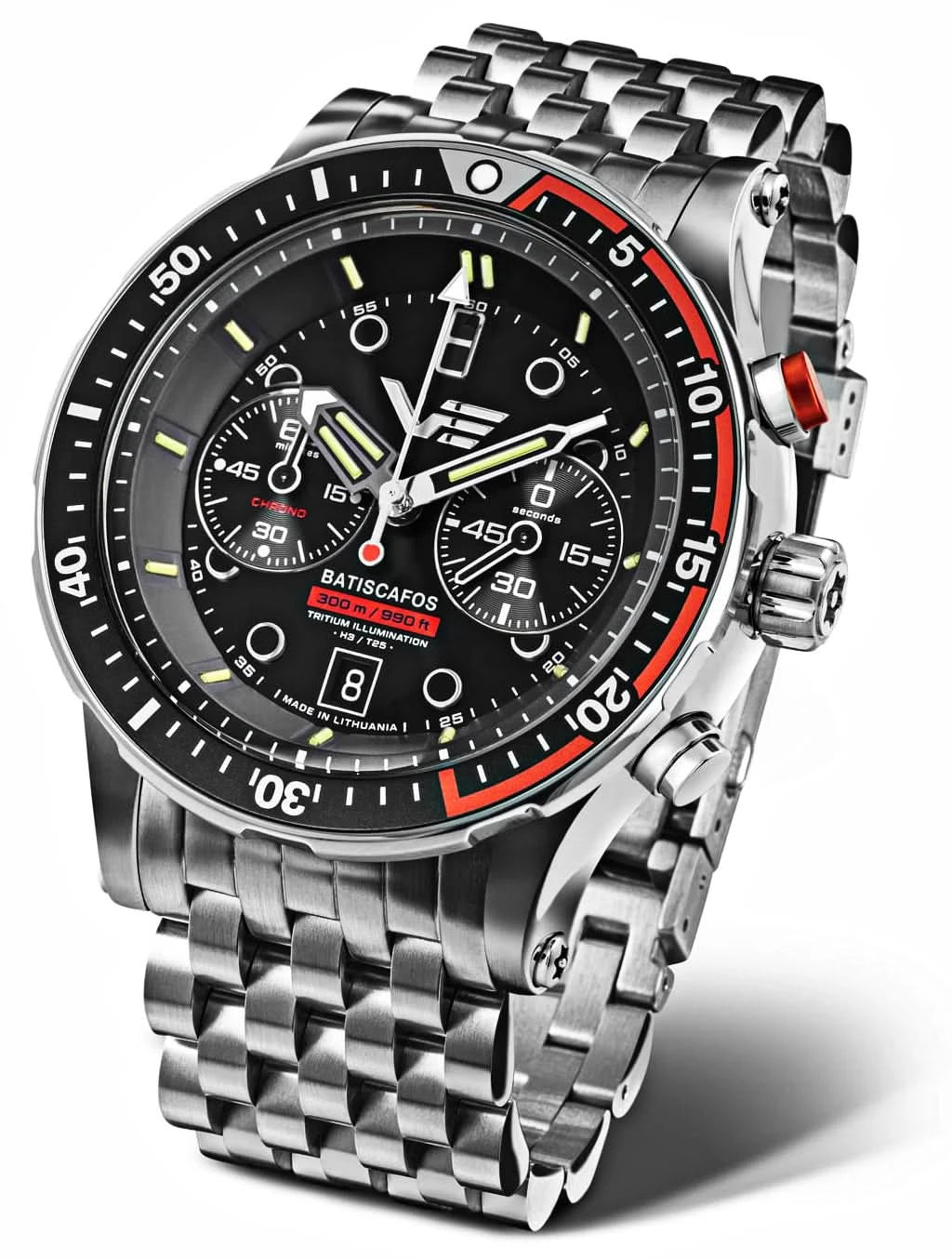 Orologio da uomo Vostok Europe Batiscafos 6S21-511A771B • Impermeabile 30 bar • Tritium GTLS