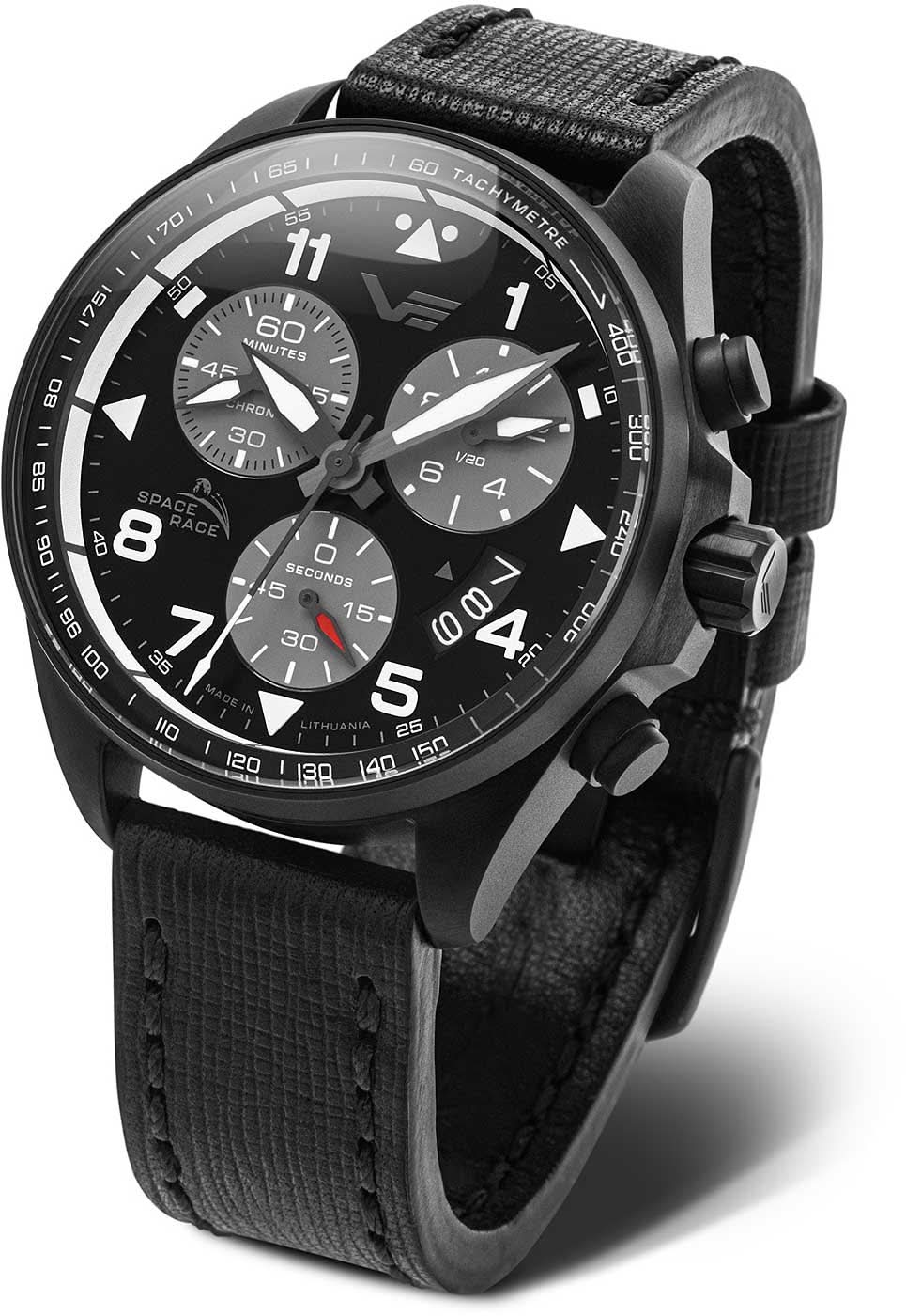 Orologio da uomo Vostok Europe Space Race con quadrante nero e cinturino in tessuto nero