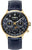 "Orologio da donna: quadrante blu con fasi lunari, cinturino in pelle blu scuro, cassa color oro"