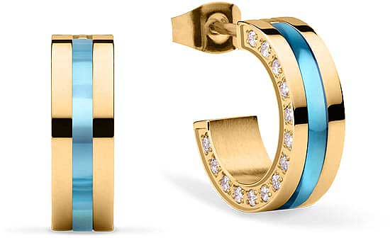 Orecchini a cerchio quadrati in acciaio inossidabile con pietre - Bering Jewelry Modello: 725-1130-05