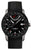 Orologio da uomo con quadrante nero e datario, cinturino nero, automatico.