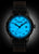 Orologio da uomo Zeppelin, automatico, quadrante blu, cassa nera, cinturino in pelle marrone.