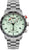 Orologio da uomo con bracciale in metallo argentato, quadrante bianco e lunetta tachimetrica