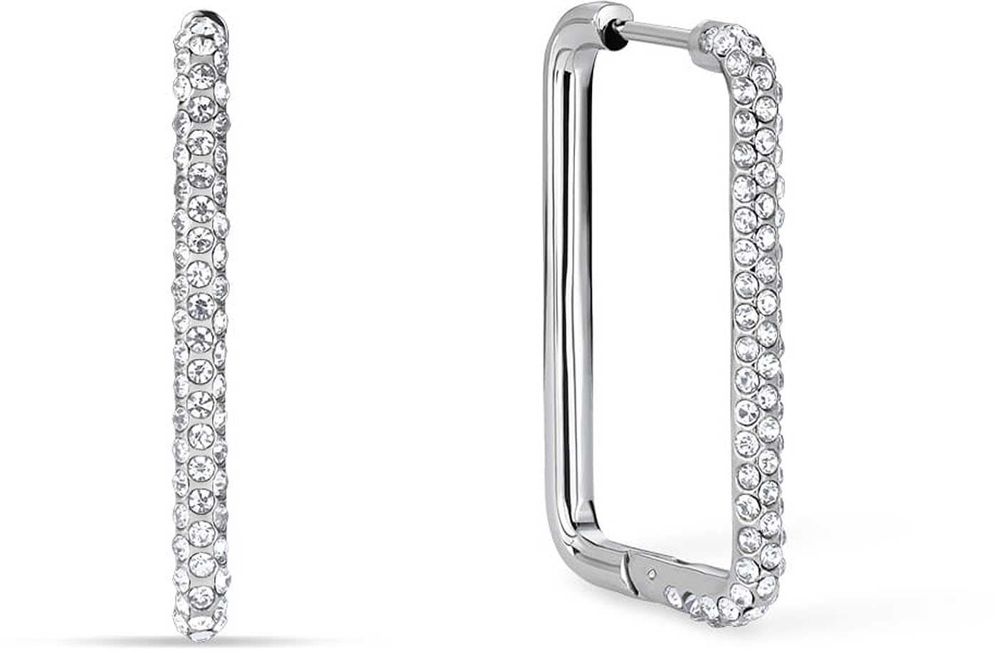 Orecchini a cerchio quadrati in acciaio inossidabile con pietre - Bering Jewelry Modello: 733-17-05