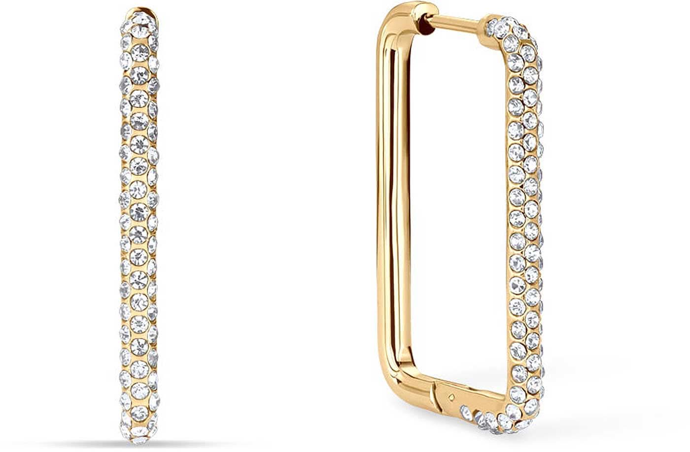 Orecchini a cerchio quadrati in acciaio inox con pietre - Bering Jewelry Modello: 733-27-05