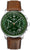 Orologio cronografo da uomo con quadrante verde e cinturino in pelle marrone