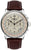 Orologio da uomo con cinturino in pelle marrone, cassa argentata e quadrante bianco