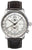 Orologio da uomo con cassa color argento, quadrante bianco, cinturino in pelle marrone scuro