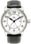 Orologio da uomo Zeppelin: cassa rotonda in argento, cinturino in pelle nera, quadrante bianco con GMT.