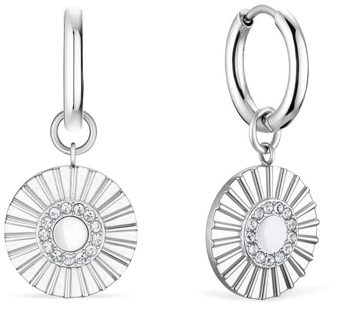 Orecchini Arctic Flowers Argento lucido - Acciaio inossidabile con motivo solare - Modello Bering 765-150-05
