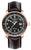 Orologio da uomo con quadrante nero e cinturino in pelle nera, cassa in oro rosa
