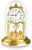 Orologio da tavolo in ottone con cupola in vetro, numeri romani e meccanismo dorato