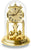 Orologio da tavolo in ottone con campana di vetro e quadrante romano