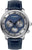 Orologio da uomo con quadrante blu, cassa color argento e cinturino in pelle blu scuro