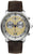 Orologio da uomo con cinturino in pelle marrone, cassa argentata e quadrante con accenti blu
