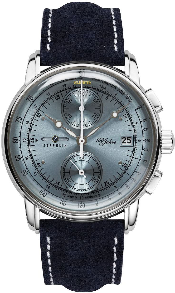 Orologio da uomo con quadrante blu, cassa in acciaio inossidabile e cinturino in pelle blu scuro