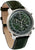 Orologio da uomo con quadrante verde, cassa argentata e cinturino in pelle verde-marrone