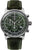 Orologio da uomo con quadrante verde, tre sottoquadranti cronografici e cinturino in pelle verde