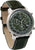 Orologio da uomo con quadrante verde, sottoquadranti cronografici e cinturino in pelle verde
