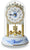 Orologio da tavolo in ceramica con fiori blu, vetro a forma di campana e decorazioni dorate