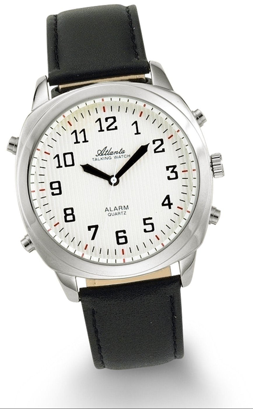 Orologio da polso Atlanta con quadrante analogico bianco e cinturino in pelle nera