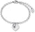 Bracciale con ciondolo a cuore e catena a maglie, pietra rotonda, targhetta del marchio s.Oliver