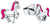 Ohrstecker aus 925 Sterling Silber mit Pferd, silberfarben und pink emailliert