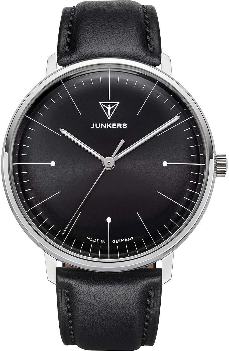 Orologio da uomo Junkers con quadrante nero e cinturino in pelle nera