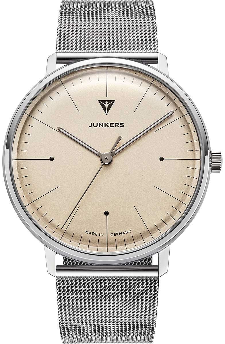 Orologio unisex con cinturino in rete metallica e quadrante beige, cassa argentata