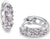 Orecchini a cerchio color argento con pietre rosa e viola