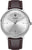 Junkers Herrenuhr mit braunem Lederband und silbernem Zifferblatt, analoge Zeiger