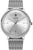 Orologio da uomo con bracciale in maglia color argento, cassa rotonda e quadrante chiaro