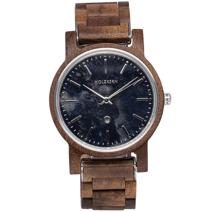 Holzkern Novalis Armbanduhr Blau • Sodalith-Zifferblatt • Holzarmband