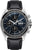 Orologio da uomo Junkers con cinturino in pelle nera, quadrante blu e dettagli cronografici.