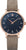 Orologio da donna Junkers in stile Bauhaus con quadrante blu scuro, cassa oro rosa e cinturino in pelle beige