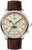 Orologio da uomo con cinturino in pelle marrone, cassa argentata e quadrante beige