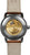 Orologio da uomo con movimento a vista sul fondello, cinturino in pelle marrone-beige, cassa in acciaio inossidabile