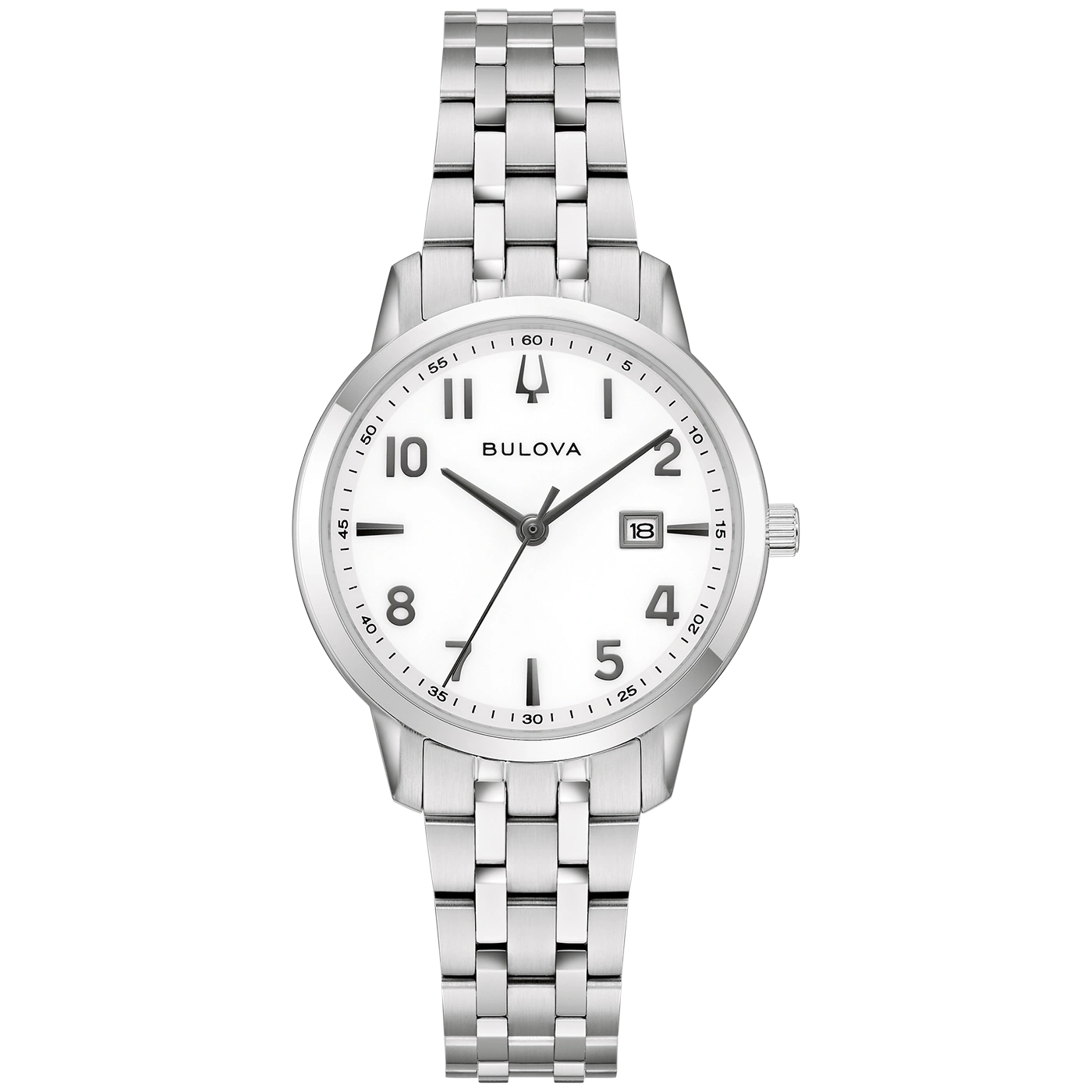 Bulova Classic 96M174 Damenuhr Silber • Arabische Ziffern • Gewölbtes Kristallglas