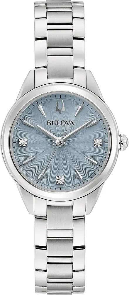 Bulova Sutton 96P255 da donna • Inserti in vero diamante • Elegante quadrante grigio-blu