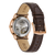 Orologio da uomo automatico con fondello a vista, cinturino in pelle marrone e cassa color oro rosa