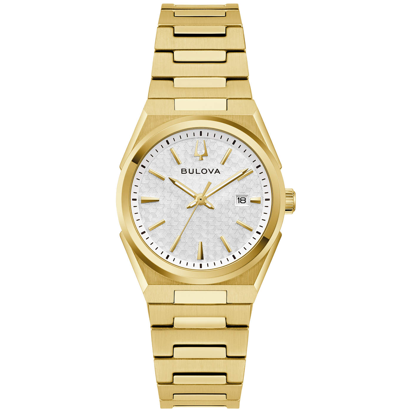 Bulova Classic 97M123 Damenuhr Weiß • Goldplattiertes Edelstahlgehäuse • Datum