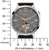 Orologio da uomo con cinturino in pelle nera, quadrante grigio e bilanciere a vista