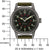Orologio da uomo con quadrante nero, indici multicolore e cinturino in pelle verde oliva