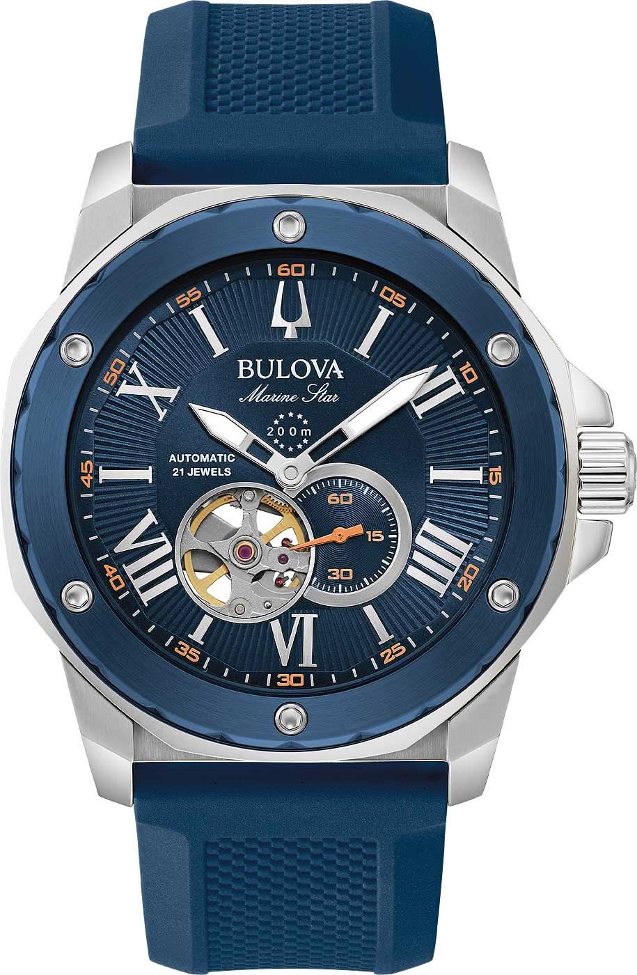 Orologio da uomo automatico con cinturino in caucciù blu e quadrante blu