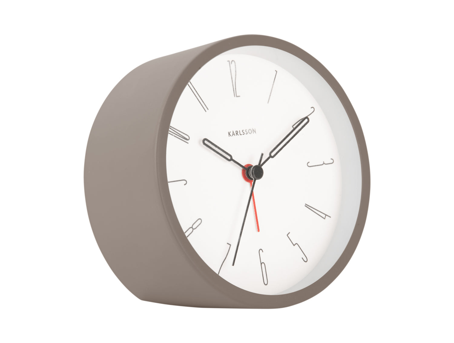 Karlsson Belle Numbers KA5915WG Wecker Warmgrau • Geräuschloses Sweep-Uhrwerk • Design von Armando Breeveld