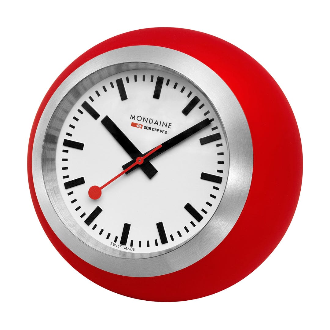 Mondaine Globe Clock A660.30335.16SBP Armbanduhr Rot • Schweizer Quarzwerk • Bauhaus-Design