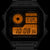Orologio da uomo con display digitale World Time e retroilluminazione arancione.